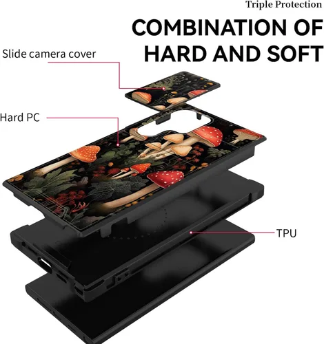 Vista 523 de Funda para Galaxy A17 5G con cubierta para cámara deslizante, resistente de doble capa híbrida a prueba de golpes, funda protectora resistente