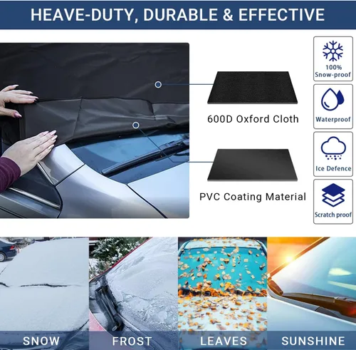 Vista 5 de Cubierta de parabrisas para hielo y nieve, cubierta de nieve para parabrisas de automóvil, cubierta gruesa impermeable para parabrisas contra