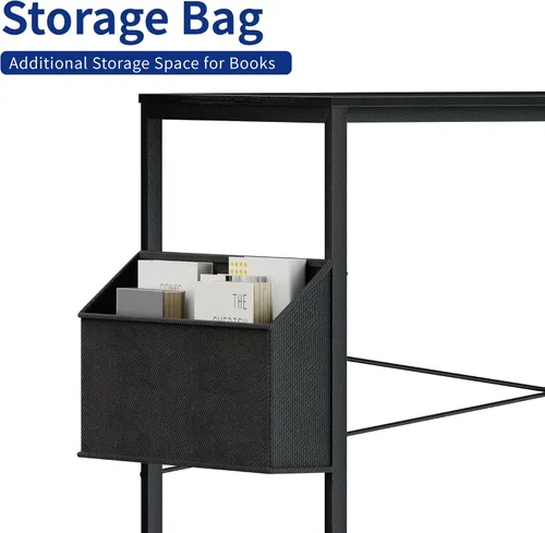 Vista 41 de Pamray - Escritorio de computadora de 32 pulgadas para espacios pequeños con bolsa de almacenamiento, escritorio de trabajo de oficina en casa