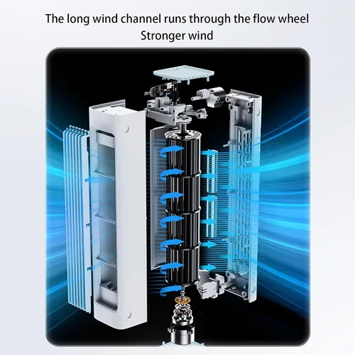 Vista 5 de Portable Air Conditioners, tower fan for bedroom with remote, portable rechargeable personal air cooler with remote control, 3 Wind Speeds Quiet Blue