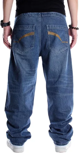 Y2K Jeans - Pantalones de mezclilla para hombre, estilo hip hop, estilo vintage, bordados, estilo gótico, recto, holgados, pierna ancha