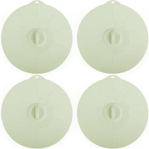 Vista 14 de Paquete de 4 tapas de silicona de 3.9 pulgadas para tazas, tazones, platos, sartenes, cubierta para salpicaduras de microondas, recipientes
