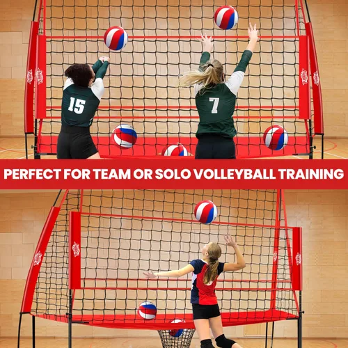 Vista 5 de Equipo de entrenamiento de voleibol, estación de red de práctica de pelota de voleibol ajustable en altura para servir, pinchar, práctica de golpe