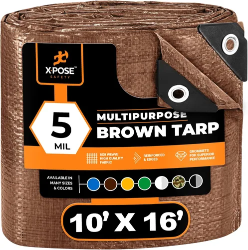 Vista 114 de Xpose Safety - Lona de polietileno ligera azul – Funda protectora multiusos, paño de goteo – duradero, impermeable, resistente a la intemperie