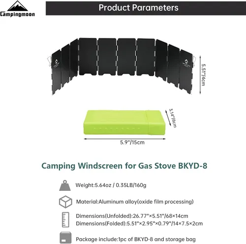 Vista 9 de Campingmoon - Estufa de campamento con 10 placas de aleación de aluminio plegable para estufa de campamento, bloqueador de viento para estufa de gas