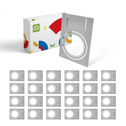 Vista 17 de ASD Placa de montaje para construcción nueva de 13 pulgadas con orificio redondo asimétrico - Soporte de luz tipo oblea de acero plano de 3/4/6