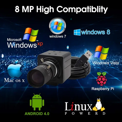 Vista 6 de Cámara USB 8MP 2448P Cámara web con lente de zoom Video Conferencia Transmisión Industria Cámara UVC Plug Play PC Webcam para Windows Linux MAC