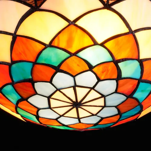 Vista 4 de MORE CHANGE Tiffany - Lámpara de techo con 2 luces de vitral, 12 pulgadas, estilo vintage, Tiffany, lámpara de techo empotrada para dormitorio