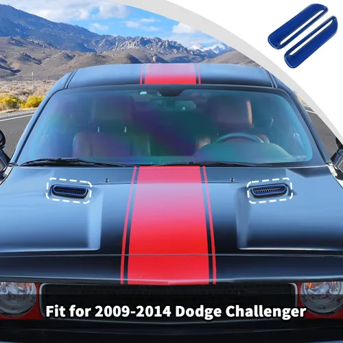 Vista 3 de JWWY para Challenger - Cubierta de salida de aire del aire acondicionado del capó para accesorios Dodge Challenger 2009-2014, ABS Azul（Frostbite） 2