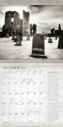 Vista 3 de The Haunted Realm 2024 Wall Calendar by Sir Simon Marsden 12" x 24" Open Amber Lotus Publishing