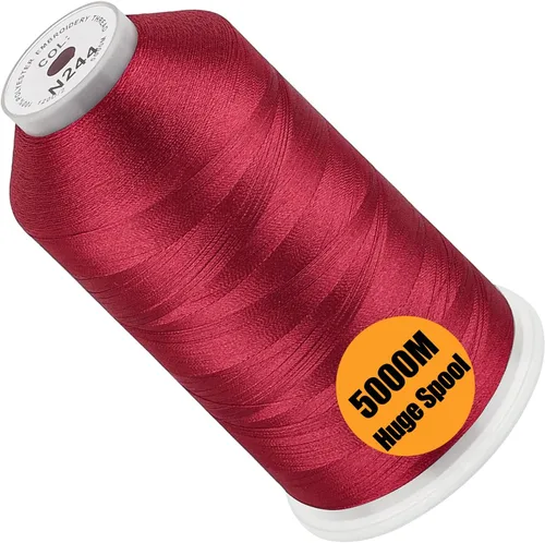 Vista 110 de New Brothread - Bobina única de 5000 m de hilo de poliéster para máquina de bordar 40WT para máquinas comerciales y domésticas - Rojo ámbar