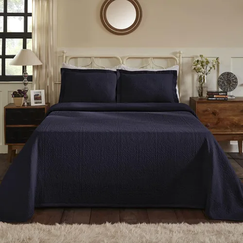 Vista 28 de Superior Fleur De Lis - Juego de colcha de algodón de 2 piezas, decoración de cama para el hogar, colcha decorativa con textura, 1 funda de Negro