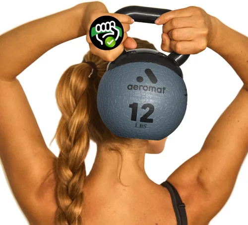 Vista 12 de Aeromat Elite Mini Kettlebells – Weighted Exercise Medicine Ball with Anti-Slip Grip & Wide Handle, Strength Training Kettlebell for Squats
