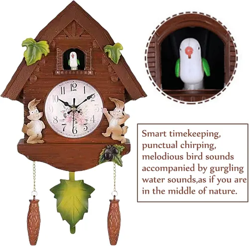 Vista 6 de Relojes de cuco, reloj de pared, reloj de cuco para pared, reloj de pared de cuco colgante de pájaro para decoración del hogar, reloj de pared