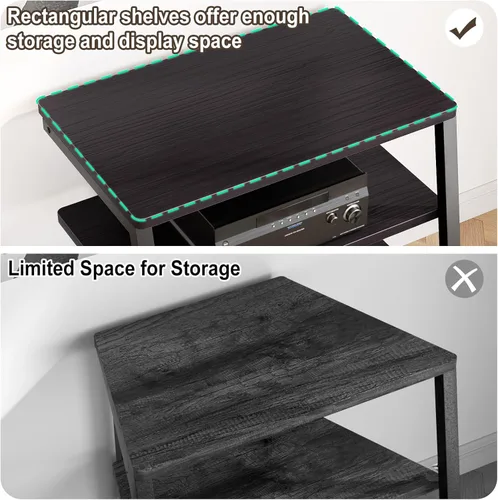 Vista 8 de Armocity Soporte multimedia AV de 4 niveles con tiras de alimentación, soporte estéreo con luces LED, torre de audio en rack con estantes
