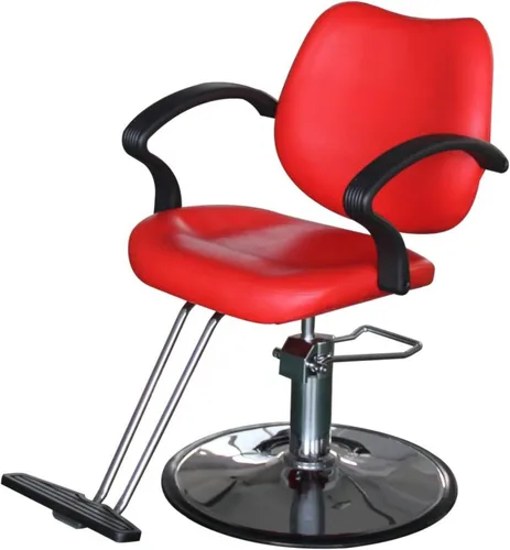 Vista 4 de Funnylife - Silla de peluquería con base redonda roja, bomba hidráulica, equipo de belleza