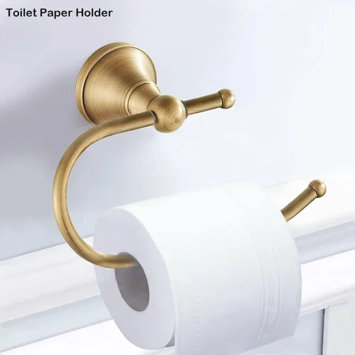 Vista 6 de WINCASE Conjunto de accesorios de baño de latón, juegos de barra de toalla ajustable antiguos, conjunto de accesorios de baño de latón cepillado