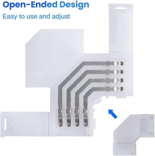 Vista 3 de 90 grados esquina 4 pin L forma conector para 0.394 in RGB LED tira luz no impermeable IP20 (10 PCS)