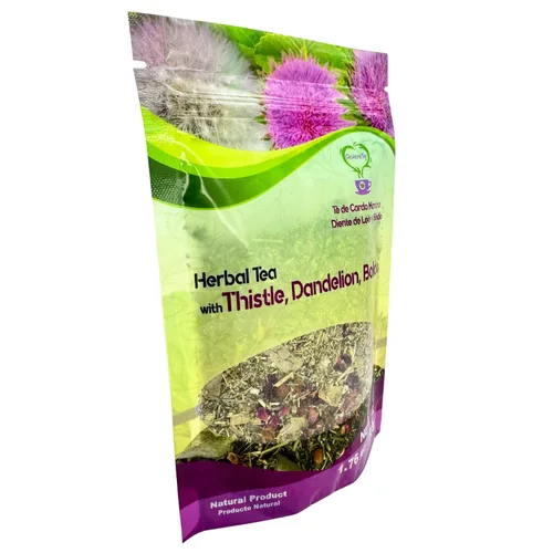 Vista 2 de Cardo Mariano, Cardo mariano, raíz de diente de león, té Boldo, Quiere Te 100% natural, 1.76 oz (50 gr) Mezcla de té de hierbas para apoyo