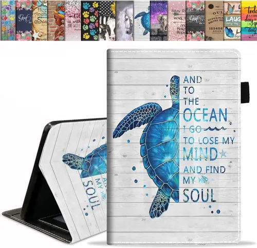 Vista 14 de Funda para tablet Kindle Fire 7 (12ª generación, versión 2022) último modelo de 7 pulgadas, funda delgada de piel sintética con soporte para tarjeta