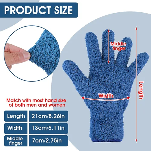 Vista 2 de Molain Guantes de microfibra para quitar el polvo, guantes de limpieza reutilizables y lavables para plantas, limpieza de casa, persianas de coche