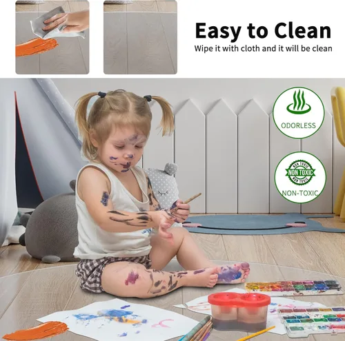 Vista 4 de WASJOYE Tapete para silla de oficina para suelo duro, 36 pulgadas, redondo, transparente, protector de suelo duro, tapete para el hogar, tapete