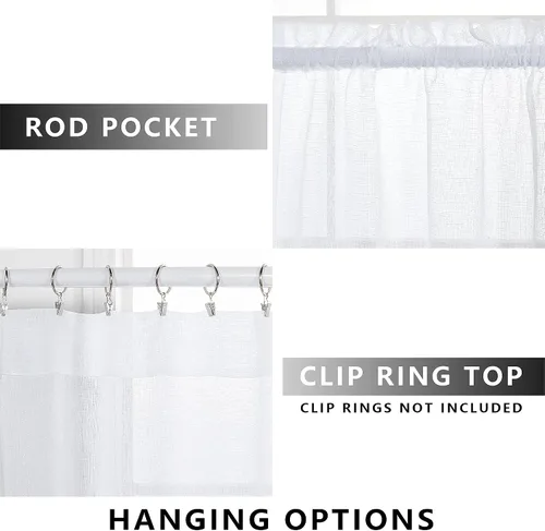 Vista 2 de KOUFALL Cortinas Transparentes Blancas de 84 Pulgadas de Largo, 2 Paneles, Gasa Tela de Queso con Aspecto de Lino, Bolsillo para Varilla, Cortinas