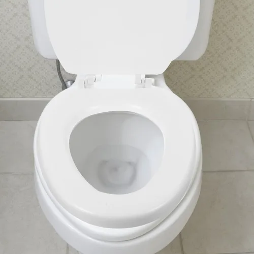 Vista 2 de DOITOOL Asiento de inodoro redondo para asiento de inodoro, bisagras de liberación rápida, cierre lento, repuesto resistente, funda de asiento
