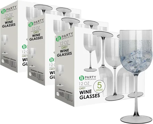 Vista 21 de PARTY BARGAINS Copas de vino de plástico desechables de 12 onzas, resistentes a las roturas, sin BPA, para bodas, eventos y entretenimiento al aire