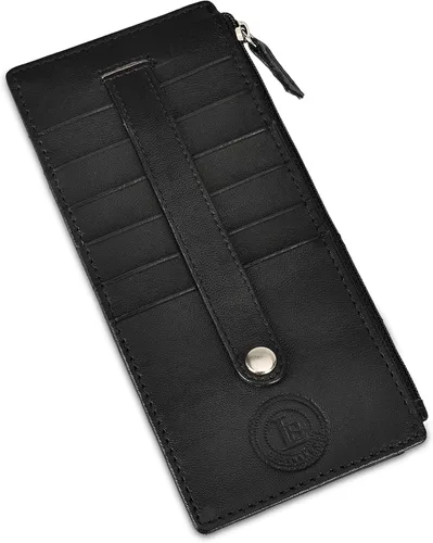 Vista 8 de Leatherboss - Funda para tarjetas todo en uno, cartera delgada con correa de protección para tarjetas, Negro -, Cartera con tarjetero