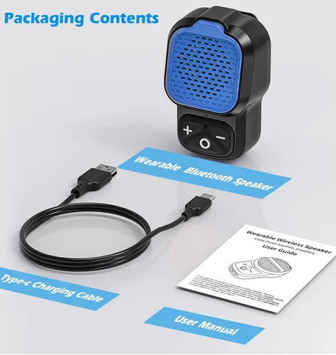Vista 8 de KAIY Altavoz Bluetooth portátil con micrófono, altavoces portátiles de clip, pequeño altavoz inalámbrico para llamadas manos libres IPX6 Azul