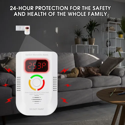 Vista 5 de Paquete de 2 detectores de monóxido de carbono, detector de gas de monóxido de carbono enchufable de pared, detector de monóxido de carbono portátil
