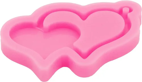 Vista 5 de Molde de resina de silicona con forma de corazón para el día de San Valentín, llavero de resina, molde de fundición de resina para joyería