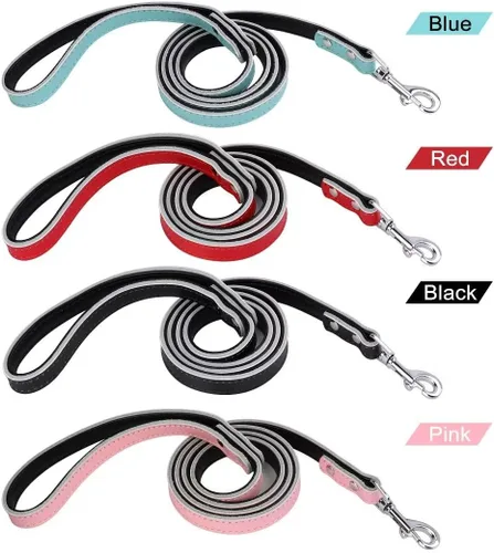 Vista 5 de Collares de perro personalizados, collar de perro de cuero suave y duradero, collar de perro personalizado con placa de nombre, collar de perro azul