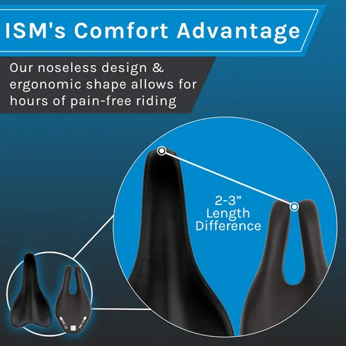 Vista 3 de ISM Serie PR Sillín de bicicleta sin nariz - Sillín de bicicleta con alivio anatómico para bicicletas híbridas, de contrarreloj, de carretera