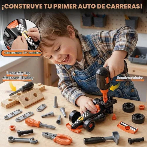 Vista 2 de Lehoo Castle Juego de herramientas para niños pequeños con taladro de Negro
