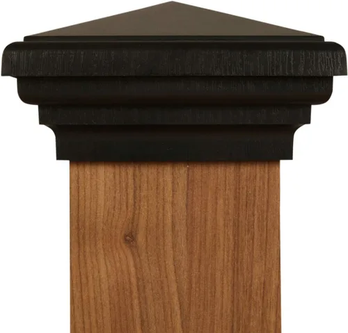Vista 11 de Tapa de poste de 4 x 4 (3.5 x 3.5 pulgadas), color negro, estilo pirámide de Nueva Inglaterra, parte superior cuadrada para vallas al aire libre