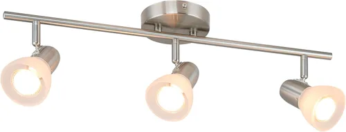 XiNBEi Lighting Luz de riel, Lámpara de techo de cocina de 3 luces con vidrio, iluminación moderna de riel fijo níquel cepillado XB-TR1237-3-BN