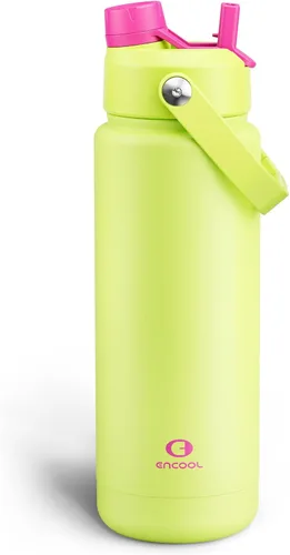 Vista 103 de Botella de agua aislada para niños con popote, botella de agua de acero inoxidable de 12 onzas con boquilla doble, a prueba de fugas, sin BPA, al