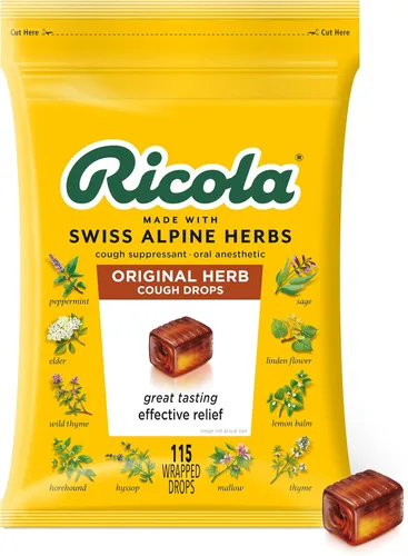 Vista 2 de Ricola Gotas originales para la tos de hierbas, 115 gotas para el cuidado de la garganta con miel y limón, 34