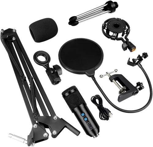 Vista 8 de Micrófono USB Profesional Condensador Kit de Micrófono de Grabación para Podcast, Micrófono de Grabación para YouTube, Grabación de Música, Voice