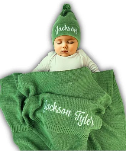 Manta de Bebé Personalizada, 100% Algodón Orgánico Certificado, Manta Envolvente Personalizada con Nombre, Mantas de Recepción para Niños y Niñas,
