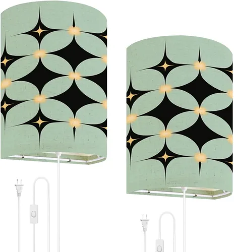Plug in Wall Sconce Set of Two Mid Century Vintage 1950s Modern Retro Atomic Geometric Lattice Star Wall Lamp with On/Off Switch Cord Vintage Wall