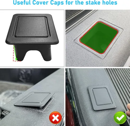 Vista 7 de Moonlinks Fundas de bolsillo para estacas de riel de cama Compatibles con Dodge Ram 1500 2500 3500 2009-2018, Tapones de orificios de estaca