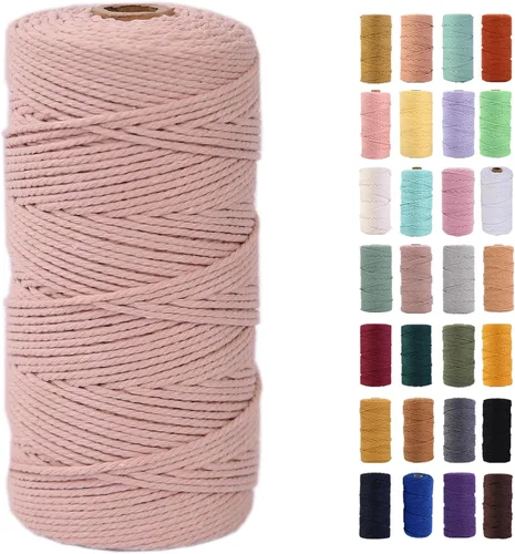 Vista 47 de Cuerda de macramé azul aire de 0.079 in x 220 yardas, cuerda de algodón colorido de algodón suave para colgar en la pared, colgadores de plantas