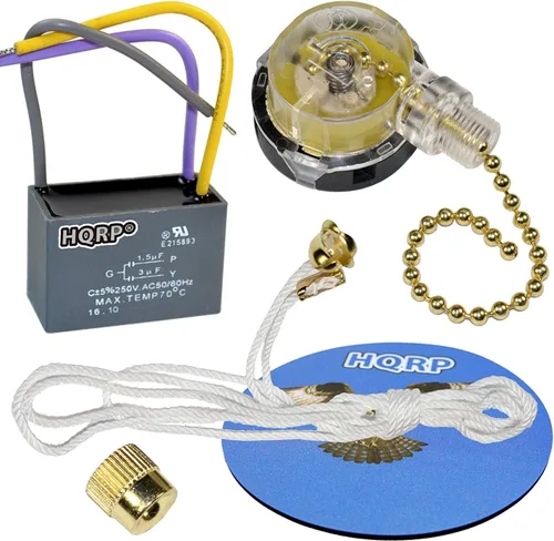 Vista 23 de HQRP Kit de condensador de ventilador de techo CBB61 1uf+2uf 3 cables con certificación UL y interruptor de ventilador de 3 velocidades