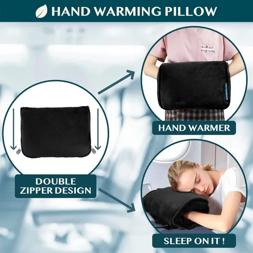 Vista 4 de PAVILIA Almohada Manta de Viaje, Manta Suave de Avión Conjunto Combo 2 en 1, Manta de Avión Compacta Empacable, Esenciales de Vuelo Almohada