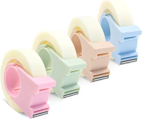 Juego de 4 cintas invisibles con mini dispensador, cinta mágica de 1/2 pulgada, cinta transparente para escritura, reparación portátil para oficina,