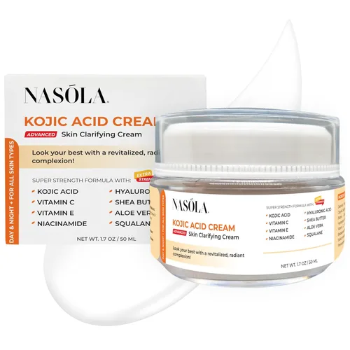 Nasola Crema de ácido kójico para aclarar la piel, revitalizar la tez, aumentar el resplandor, cara y cuerpo, mujeres y hombres, axilas y axilas