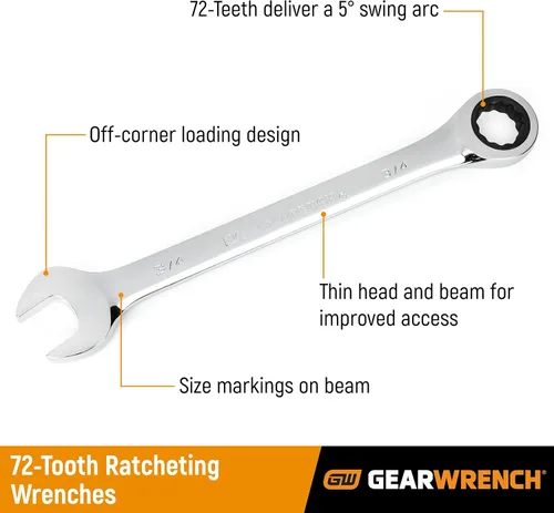 Vista 2 de GEARWRENCH Llave combinada de trinquete de 12 puntos, 1.417 in - 9136